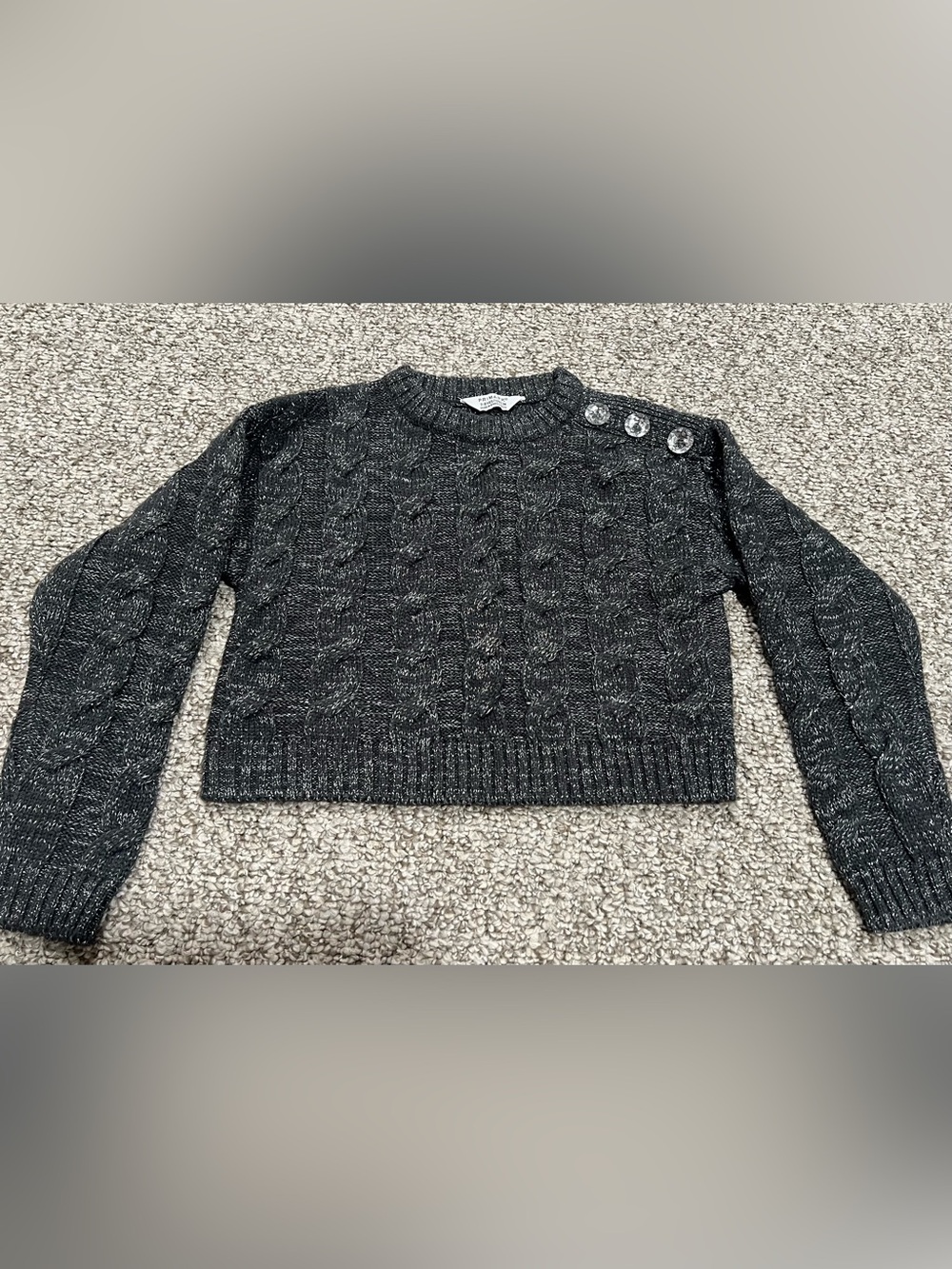 Primark Girls Metallic Cropped Cable Knit Sweater 7-8Y